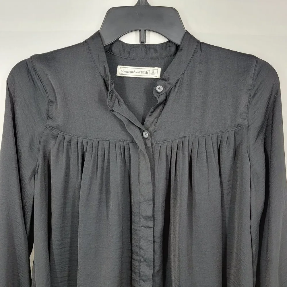 Abercrombie & Fitch Peasant Top Button Down Blouse Tie Sleeves Women's Small - Picture 3 of 11